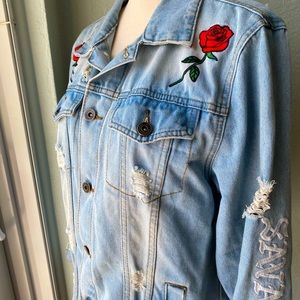 Rose, dragon savage fashion Jean jacket!